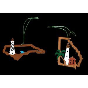 Christmas Tree Ornaments Wooden State Lighthouse Wall Hangings Red Green